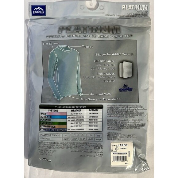 Coldpruf PLATINUM Women's Performance Dual Base Layer Bottom Pants Black Size L - Picture 2 of 3